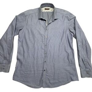 Sand Copenhagen Mens Blue Micro Pattern Cotton Button Up Shirt Size 44 EU